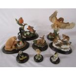 Selection of Country Artists animal figurines inc Pig with water pump, First dawn of Spring and Wolf
