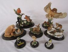 Selection of Country Artists animal figurines inc Pig with water pump, First dawn of Spring and Wolf