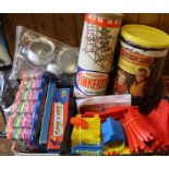 Selection of children's board games, Playskool Lincoln Logs, Original Tinkertoy, child's Asian