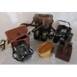 2 pairs of military binoculars -  Kershaw no 220744 and MkV SPu 60233, Ensign Ful-vue camera,