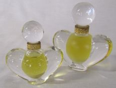 Two Lalique display / dummy perfume bottles, signed to base H 10 cm and 8 cm