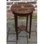 Small Edwardian plant stand with box wood inlay