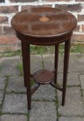 Small Edwardian plant stand with box wood inlay