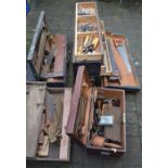 4 cabinets containing carpenter's vintage wood working tools