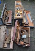 4 cabinets containing carpenter's vintage wood working tools