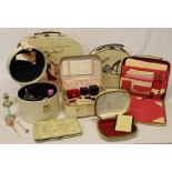 Selection of vanity cases / writing case with perfume bottles
