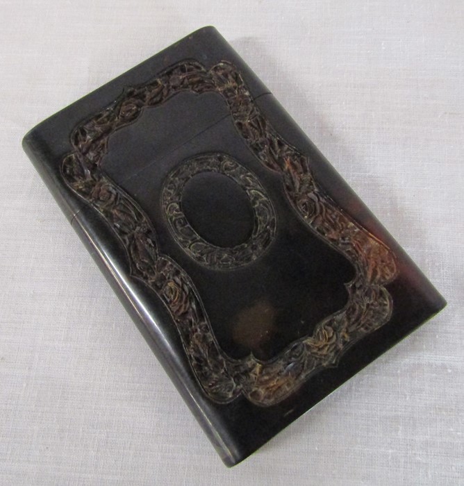Oriental carved tortoiseshell card case 7 cm x 10.5 cm 60.70 g - Image 2 of 6
