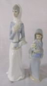 Lladro figure of a girl D 4154 and Tengra figure of a lady  H 32 cm and 23 cm