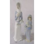 Lladro figure of a girl D 4154 and Tengra figure of a lady  H 32 cm and 23 cm