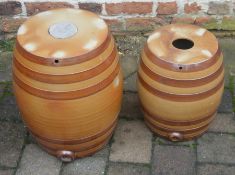 2 salt glazed barrels tallest ht 46cm