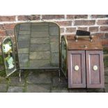 Victorian patented coal box & a brass & mirror front fire screen
