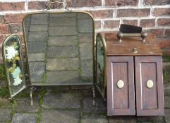 Victorian patented coal box & a brass & mirror front fire screen
