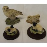 Border Fine Arts snowy owl, All Creatures Great and Small JH14 Herbert, 2 lambs and 3 owl chicks
