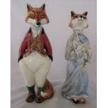 Pair of Cinque Ports Pottery The Monastery figurines - 'Sir Freddie Fox' and 'Felicity Fox' H 24 cm