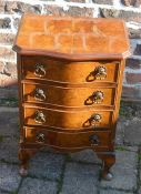 Small reproduction serpentine front chest of drawers Ht 62cm