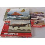4 Airfix model kits inc RNLI Severn Class Lifeboat and RAF Westland sea king helicopter & Avro