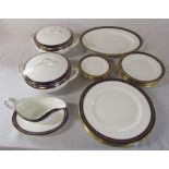 Coalport 'Blue Wheat' pattern part dinner service consisting of 2 tureens (1 af), meat plate,