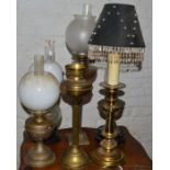 5 paraffin lamps & a table lamp