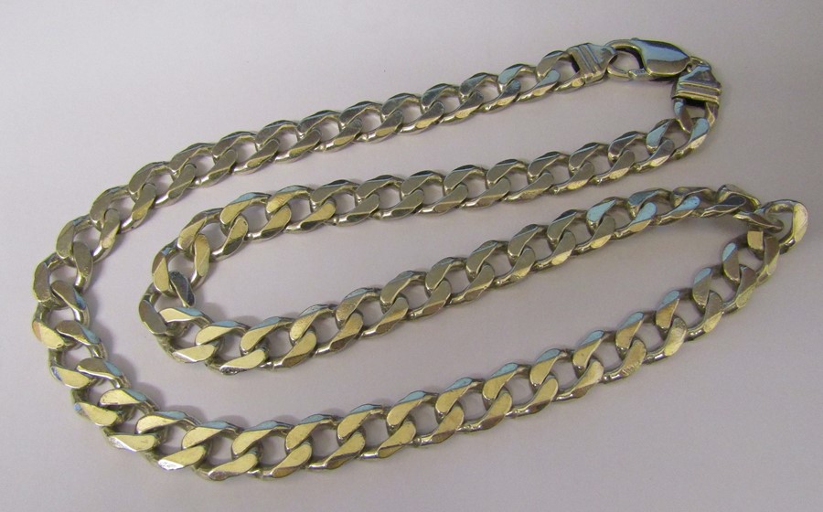 Silver curb chain necklace L 52 cm weight 2 ozt