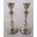 Pair of silver candlesticks Birmingham 1972 (weighted base) maker Broadway & Co H 20.5 cm