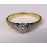 Tested as 18ct gold diamond solitaire ring 0.20 ct weight 1.9 g size K