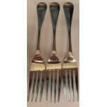 3 Victorian silver table forks London 1871 7.66 ozt