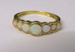 9ct gold 7 stone opal ring size T/U weight 2.4 g