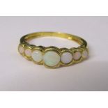 9ct gold 7 stone opal ring size T/U weight 2.4 g