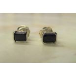 Pair of 9ct white gold sapphire earrings (0.70 ct each)