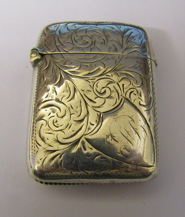 Victorian silver vesta case Birmingham 1899 weight 0.80 ozt