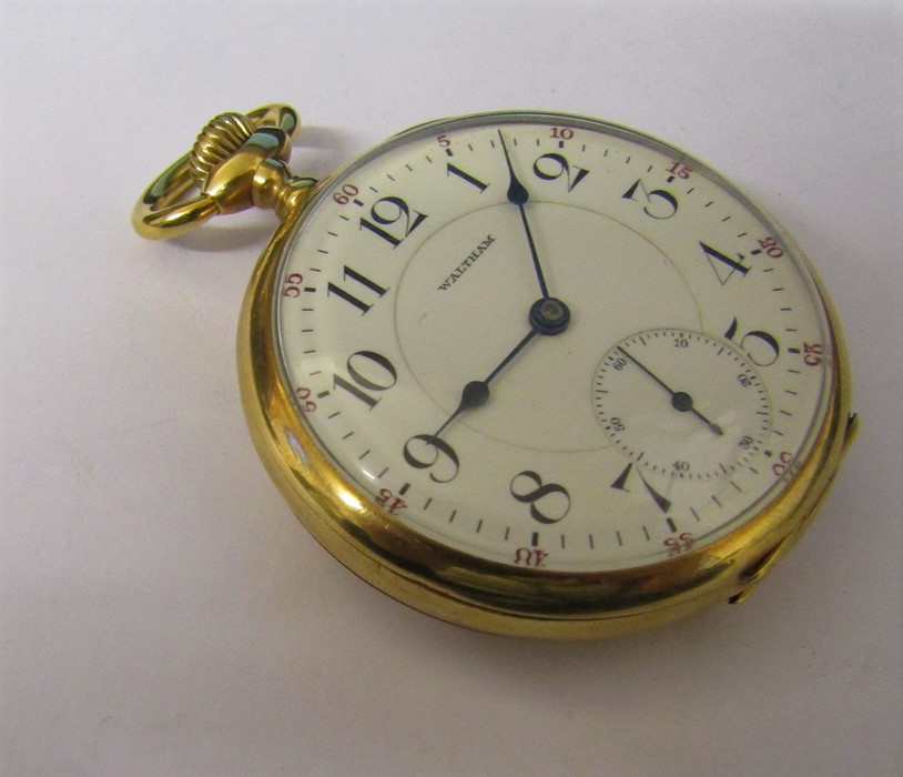 14ct gold open faced Waltham pocket watch, 23 jewels, Maximus, no 15062011, total weight 75 g, - Image 3 of 4