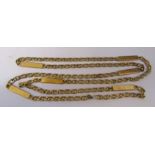 9ct gold link bar necklace weight 27.4 g length approximately 80 cm