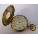 9ct gold half hunter Waltham pocket watch Chester 1923, 17 jewels, no 16137998 signed P S