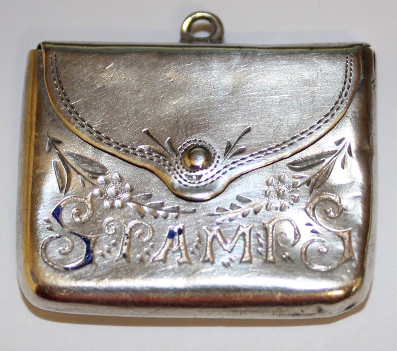 Silver envelope stamp holder Birmingham 1906 by Crisford & Norris