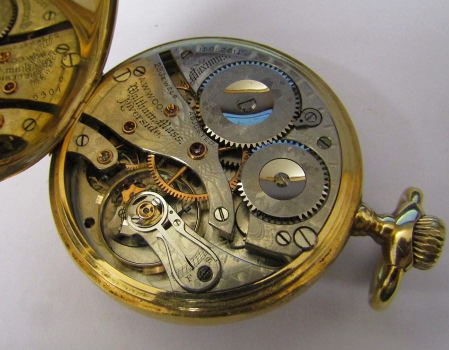 14ct gold open faced Waltham pocket watch, 23 jewels, Maximus, no 15062011, total weight 75 g, - Image 2 of 4