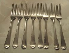 Set of 8 Georgian silver dinner forks London 1829 weight 10.81 ozt L 16 cm