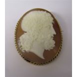 Large 9ct gold cameo of a Greek man 54 mm x 45 mm total weight 17.7 g