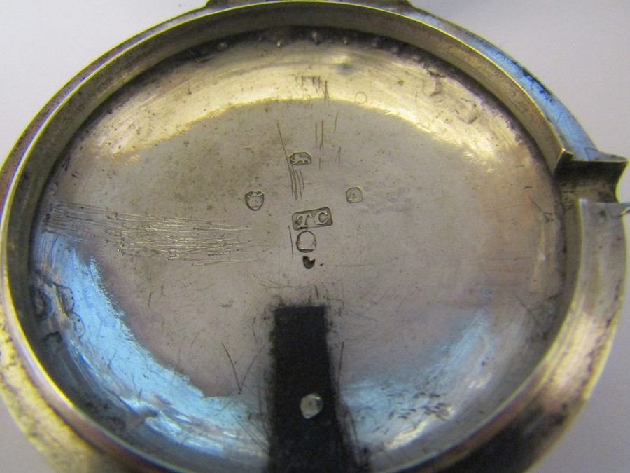 Georgian silver pear cased pocket watch signed Geo Mulgrave London 10997 to movement, hallmarked - Image 6 of 8