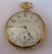 14ct  gold open faced American Waltham Watch Co pocket watch c.1900, maximus 23 jewels, no
