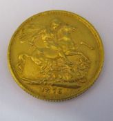 Victorian full gold sovereign 1876