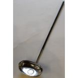 Georgian silver toddy ladle (unmarked) with horsehair handle & the bowl inset with George II