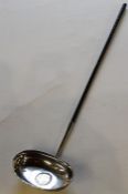 Georgian silver toddy ladle (unmarked) with horsehair handle & the bowl inset with George II