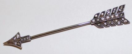 Knoll & Pregizer Art Deco silver and paste stick pin in the form of an arrow - the arrowhead with