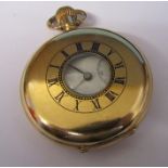 Gold plated half hunter pocket watch, Dennison watch case no 514369, 17 jewels