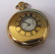 Gold plated half hunter pocket watch, Dennison watch case no 514369, 17 jewels