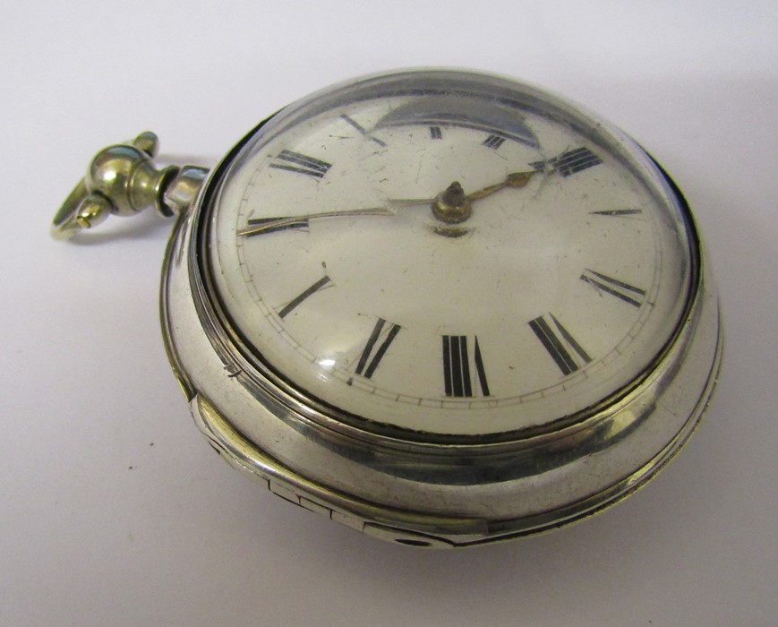 Georgian silver pear cased pocket watch signed Geo Mulgrave London 10997 to movement, hallmarked - Image 4 of 8