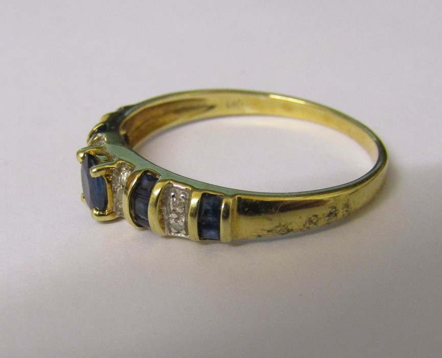 14ct gold diamond and sapphire ring size U weight 2.8 g - Image 3 of 3