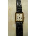 Ladies 9ct gold Rotary quartz wrist watch with leather strap (not working)