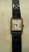 Ladies 9ct gold Rotary quartz wrist watch with leather strap (not working)