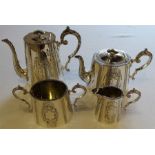Victorian 4 piece silver plated tea service by Samuel Roberts & Charles Belk
